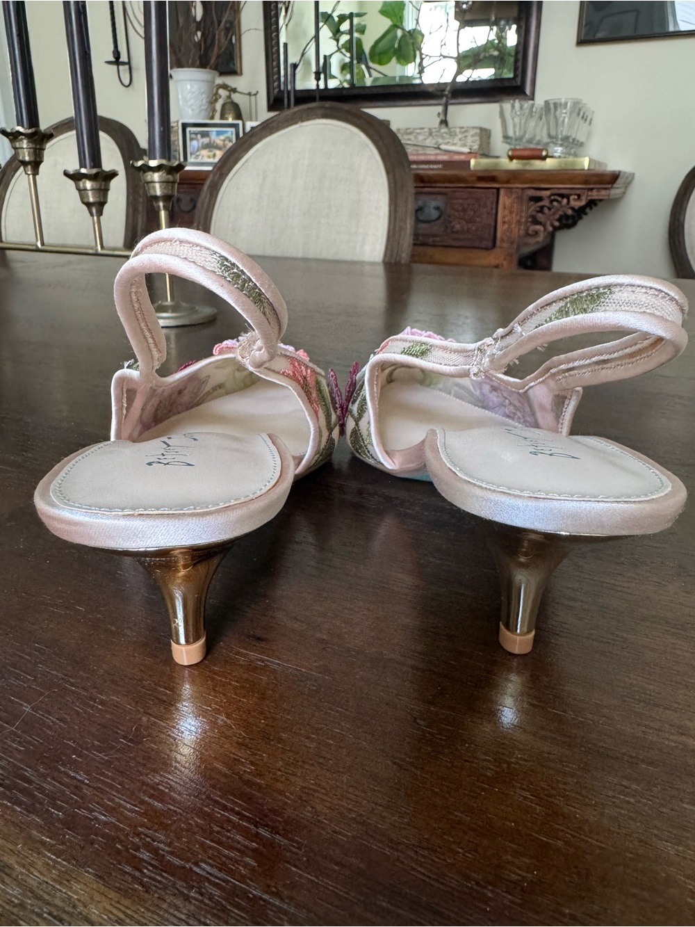 Betsey Johnson Floral Embroidered Slingback Heels - Picture 6 of 13